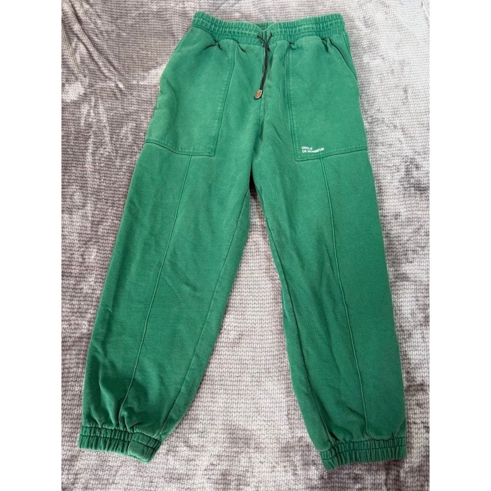 Drole De‎ Monsieur Green Cotton Paneled Jogger Sweatpants Portugal Mens 28x23